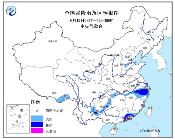中央气象台发暴雨蓝色预警 安徽浙江等多地有大雨或暴雨