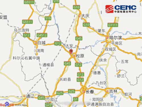 吉林松原市宁江区发生3.2级地震 震源深度9千米
