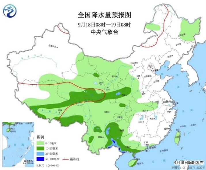 今明两天华西地区雨水仍多 北方冷空气活动频繁 