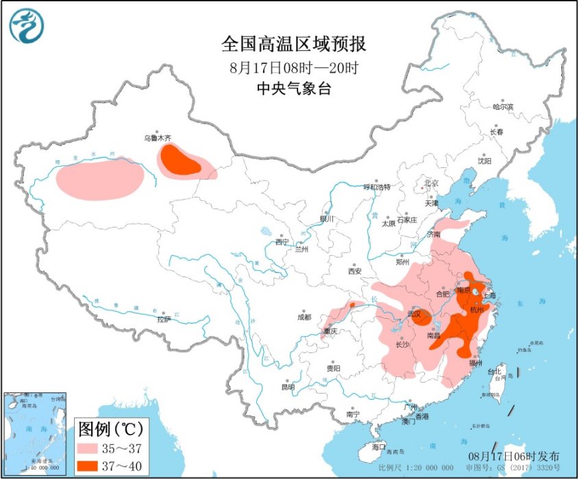 高温黄色预警|高温黄色预警：安徽、江苏等地最高气温37～39℃