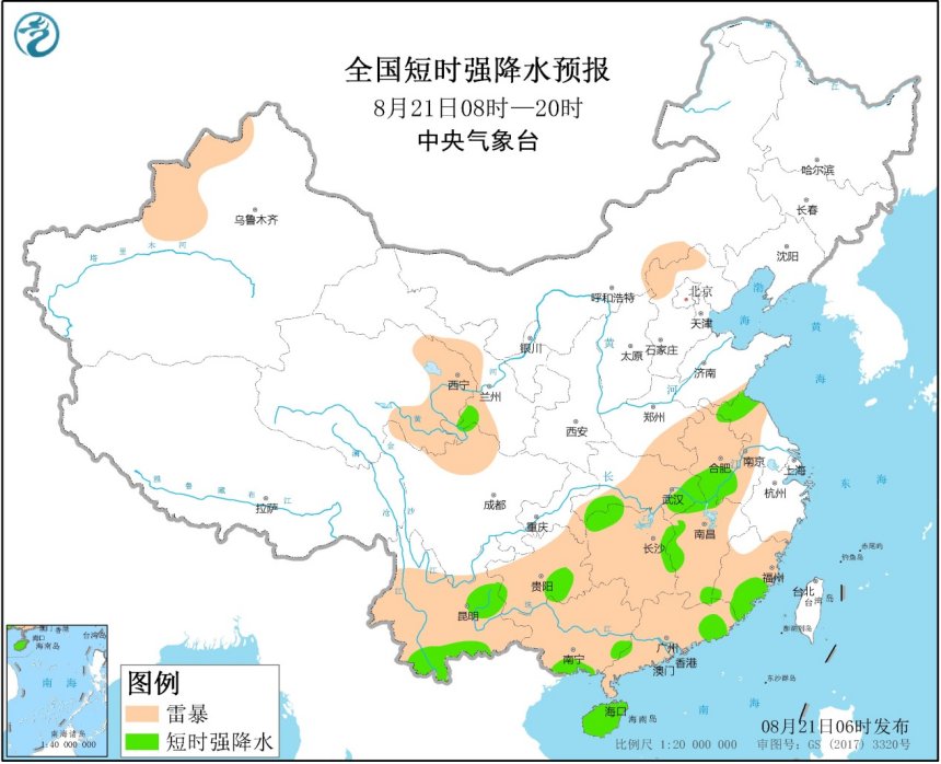 中央气象台:安徽江苏等地暴雨 湖北江西等地雷暴大风或冰雹