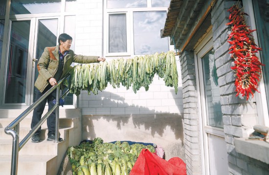 11月16日，清水镇下清水村村民于克明在家中收拾白菜，准备过冬。 本报记者 王海欣摄