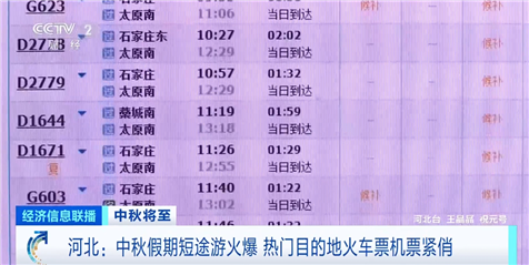 中秋假期短途游火爆 热点目标地火车票机票紧俏